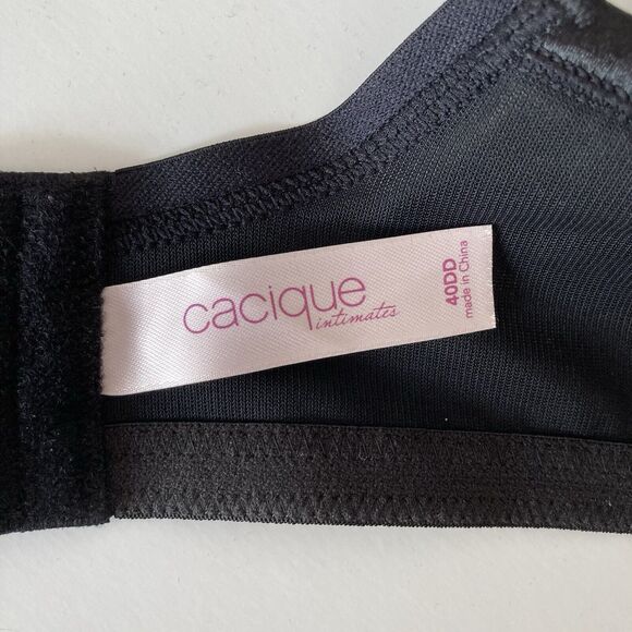 Cacique Bra 118641 Black Full Coverage Smooth Balconette Bra Size 40DD Underwire - Picture 11 of 12